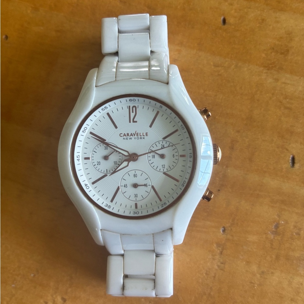 Caravelle Women's White porcelain Watch